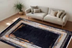 Modern Greek Key Border Washable Rug