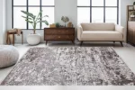 Textured Earth Tones Washable Rug