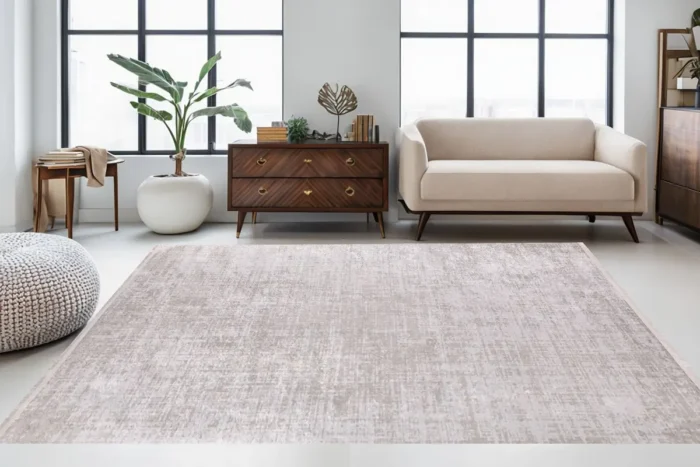 Ivory Elegance Minimalist Washable Rug