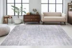 Silver Mist Textured Washable Rug