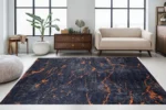 Black Lava Vein Washable Rug