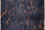 Black Lava Vein Washable Rug