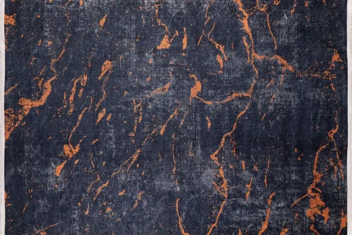 Black Lava Vein Washable Rug