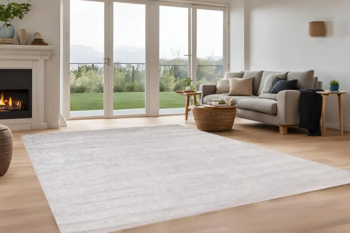 Minimalist Ivory Washable Rug