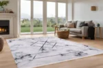 Marble Geometric Luxe Washable Rug