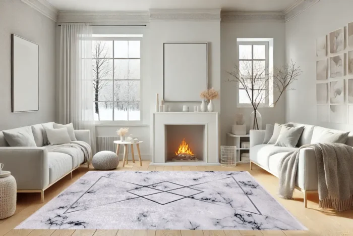 Marble Geometric Luxe Washable Rug