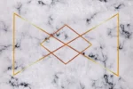 Golden Geometric Marble Rug Washable Rug