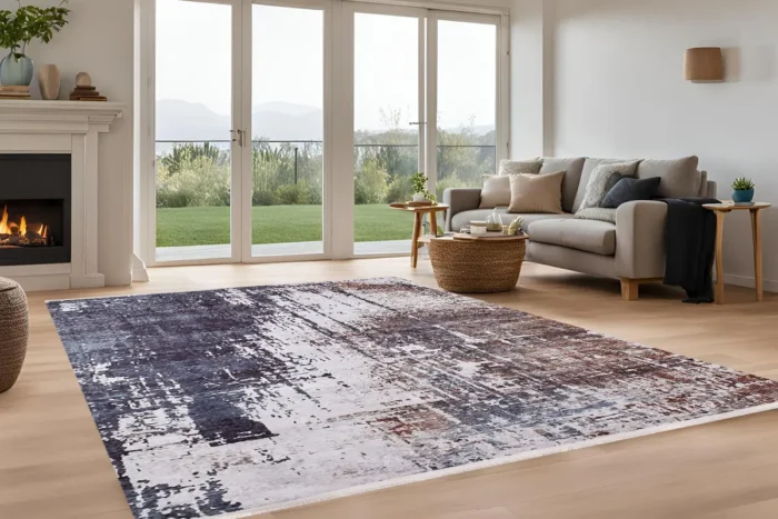 Rustic Abstract Modern Washable Rug