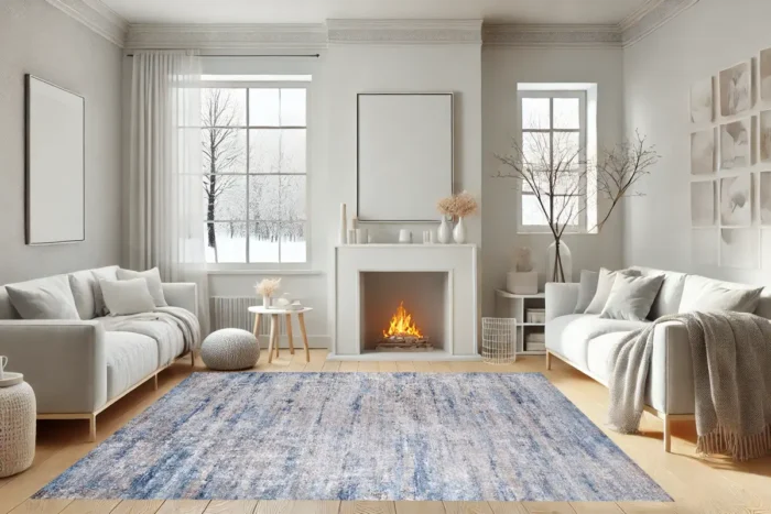 Calming Blue Tones Washable Rug