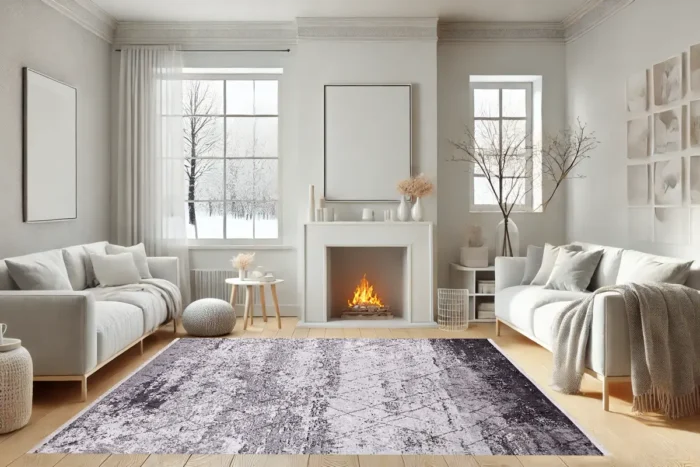 Modern Industrial Gray Washable Rug