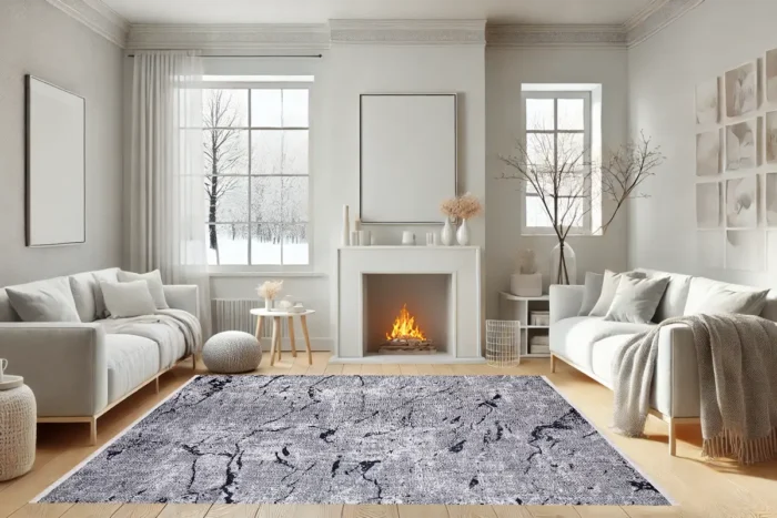 Monochrome Marble Washable Rug