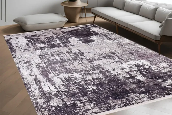 Monochrome Distressed Washable Rug