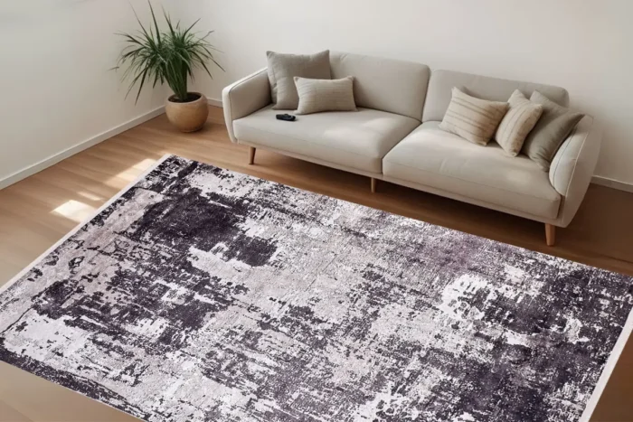 Monochrome Distressed Washable Rug