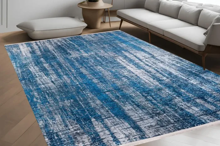 Oceanic Waves Textured Washable Rug