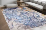 Golden Horizon Abstract Washable Rug