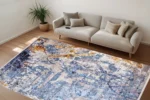 Golden Horizon Abstract Washable Rug