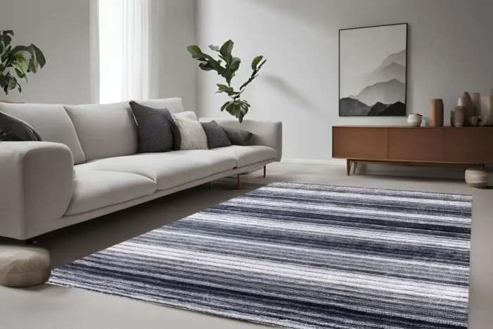 Monochrome Elegance Striped Washable Rug