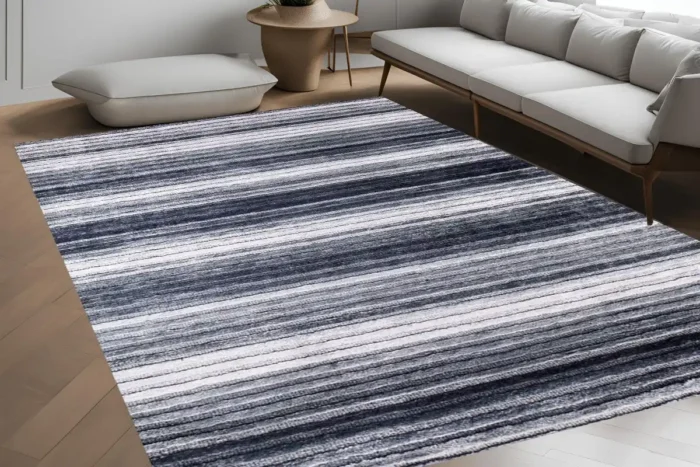 Monochrome Elegance Striped Washable Rug