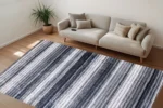 Monochrome Elegance Striped Washable Rug