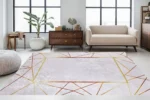 Golden Geometry Washable Rug