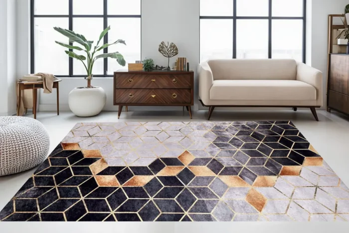 Modern Geometric Luxe Washable Rug