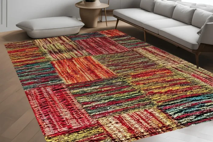 Rainbow Patchwork Washable Rug