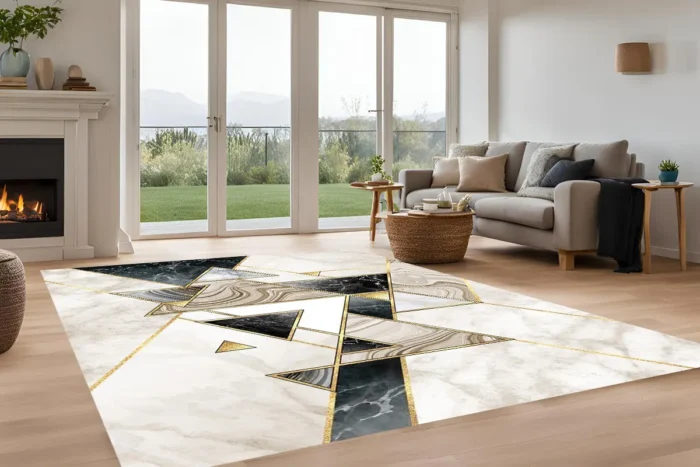 Luxe Geometric Washable Rug