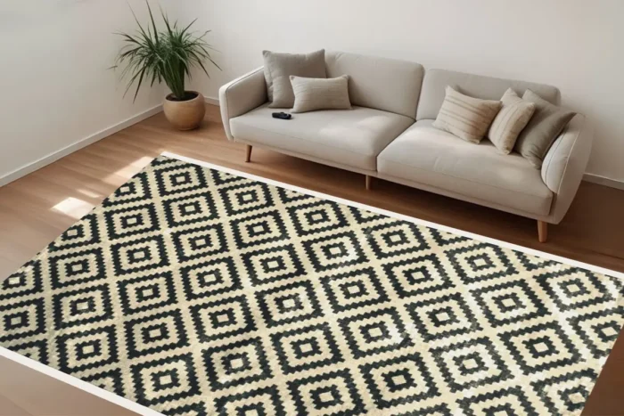 Monochrome Diamond Washable Rug