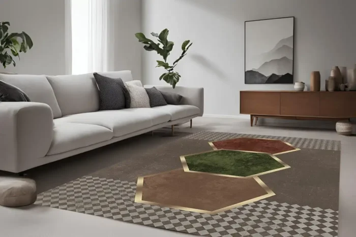 Hexagonal Harmony Washable Rug