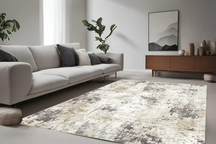 Ethereal Beige Abstract Washable Rug