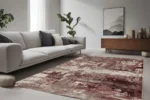 Rustic Red Abstract Washable Rug