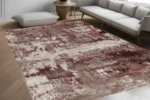 Rustic Red Abstract Washable Rug