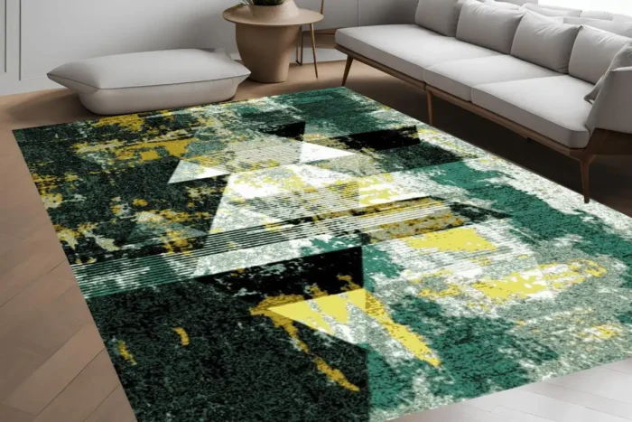 Emerald Geo Abstract Washable Rug