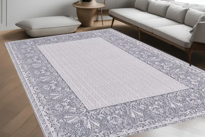 Silver Grace Ornamental Washable Rug