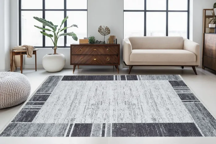 Monochrome Elegance Area Washable Rug