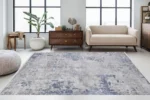 Serene Mist Abstract Washable Rug