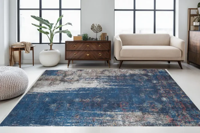 Indigo Cascade Washable Rug