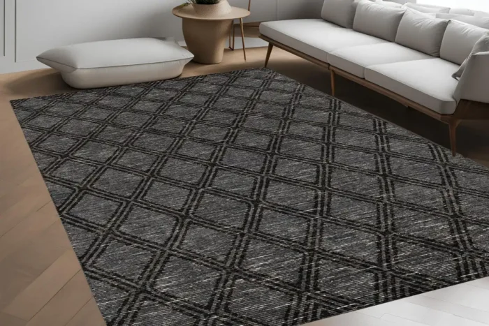 Lattice Noir Washable Rug